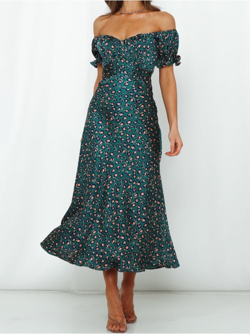 Hello Molly Teal Green Multicolor Leopard Print Dress